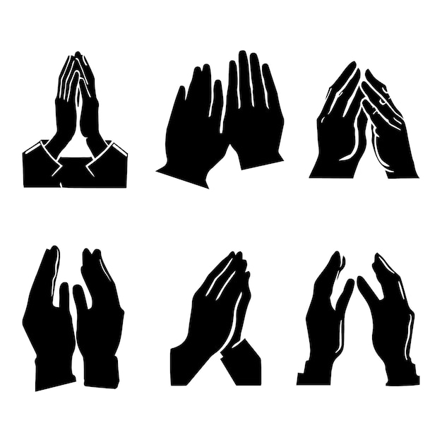 Free vector hand drawn praying hands silhouettes