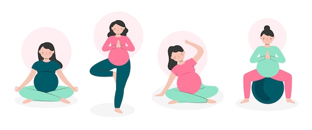 Hand drawn pregnancy yoga pack