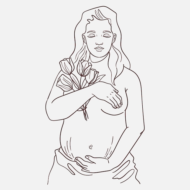 Free Vector hand drawn pregnant woman drawing illustration