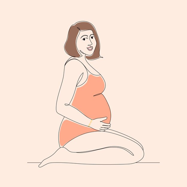 Hand drawn pregnant woman drawing illustration