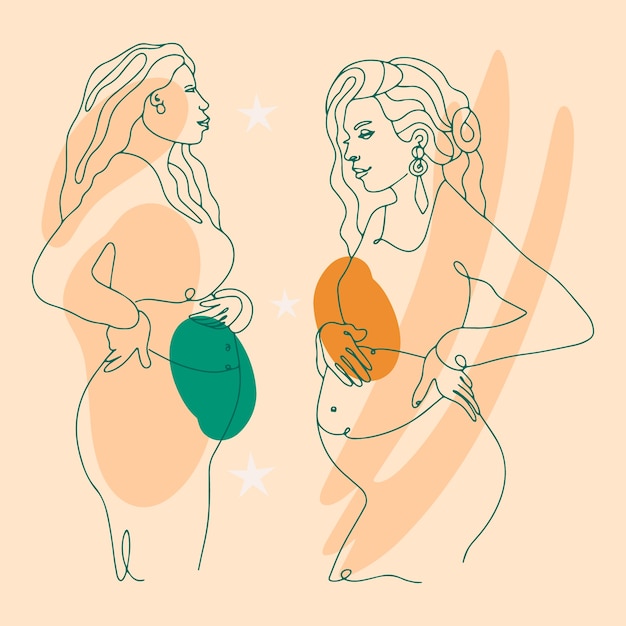 Free Vector hand drawn pregnant woman drawing ilustration