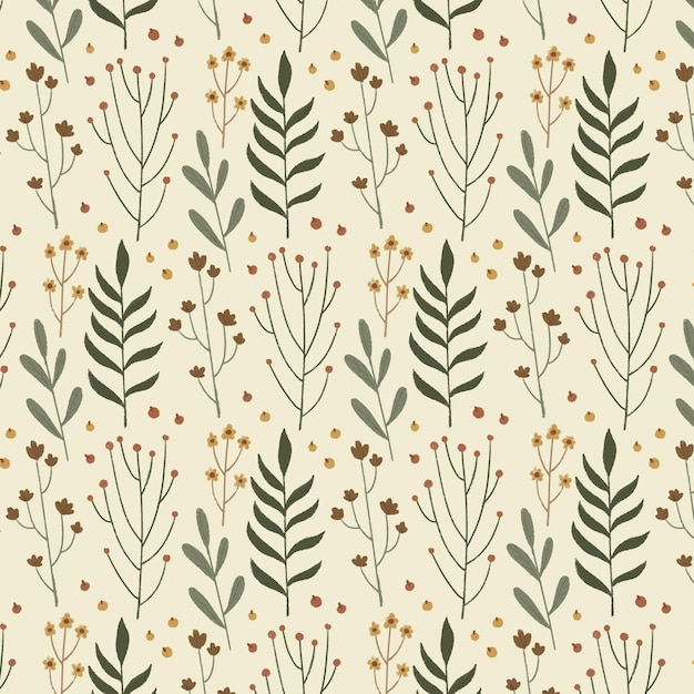 Hand drawn pressed flowers pattern