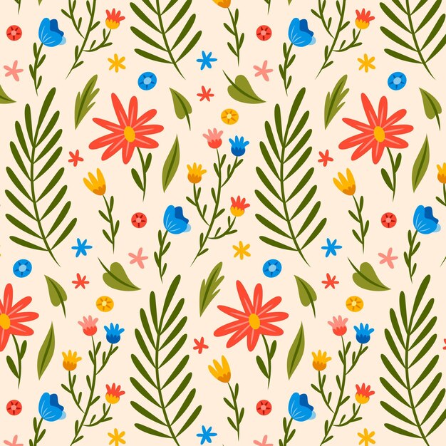 Hand drawn pressed flowers pattern