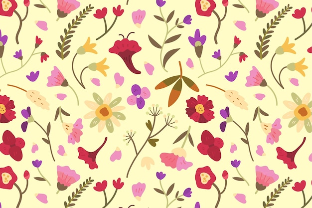 Hand drawn pressed flowers pattern