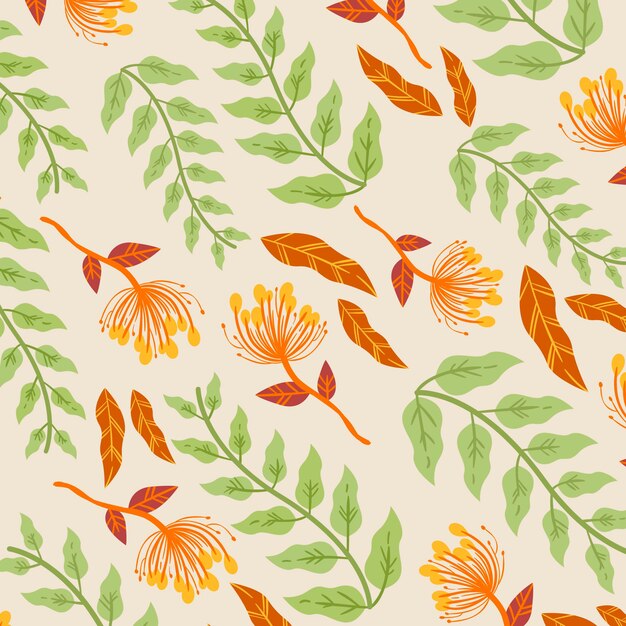 Hand drawn pressed flowers pattern