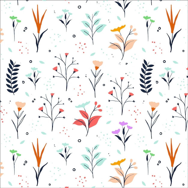 Free vector hand drawn pressed flowers pattern