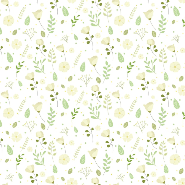 Hand drawn pressed flowers pattern