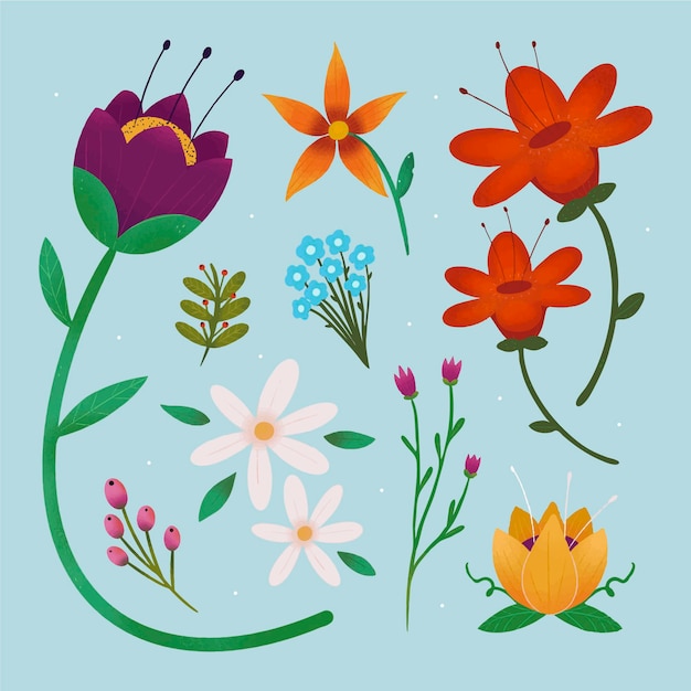 Free Vector hand drawn pretty flower collection