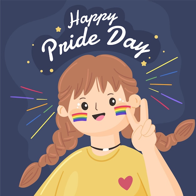 Hand drawn pride day illustration