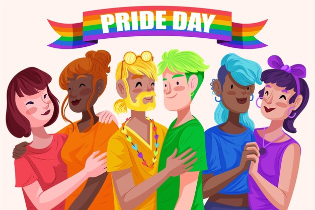 Hand drawn pride day illustration