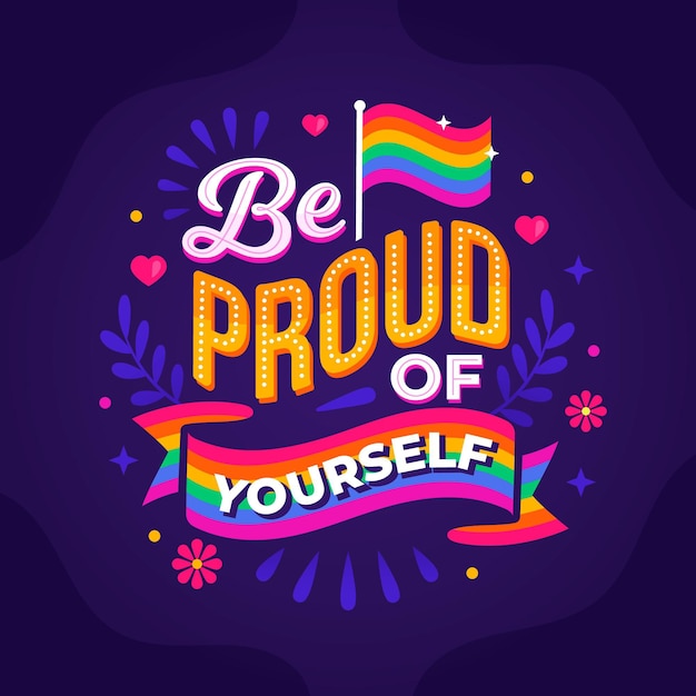 Hand drawn pride day lettering