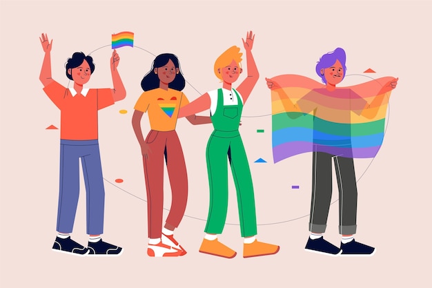 Hand drawn pride day people collection