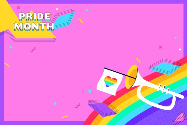 Hand drawn pride month background with trumpet