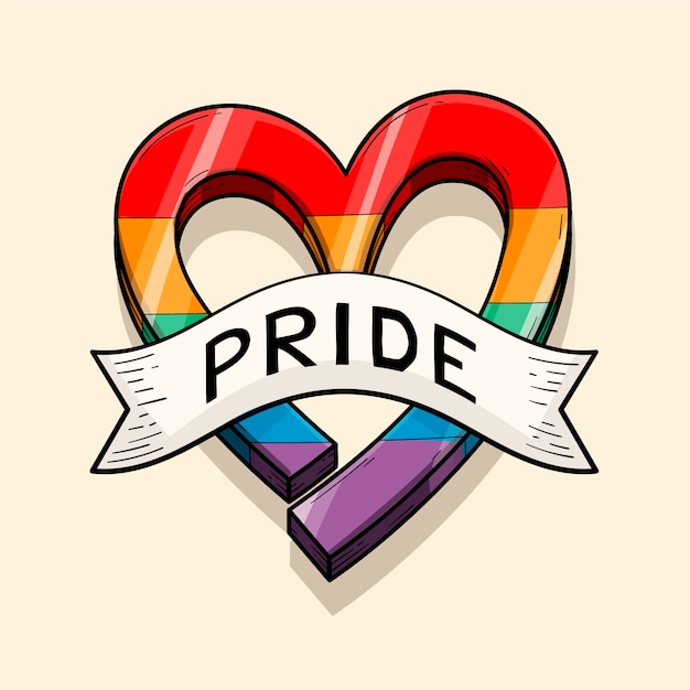 Hand drawn pride month lgbt logo template