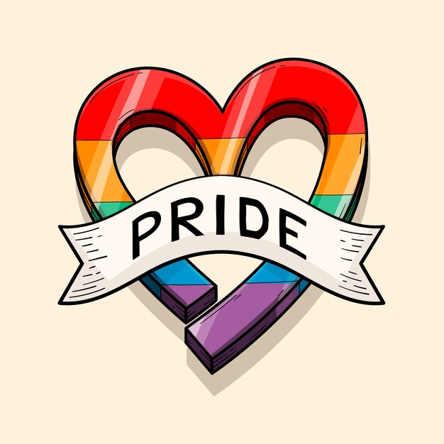 Hand drawn pride month lgbt logo template