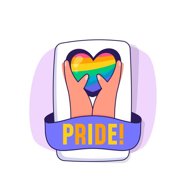 Hand drawn pride month lgbt logo template