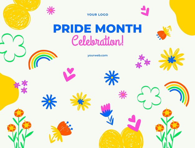 Hand drawn pride month photocall template