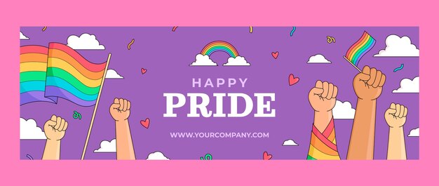 Hand drawn pride month twitter header