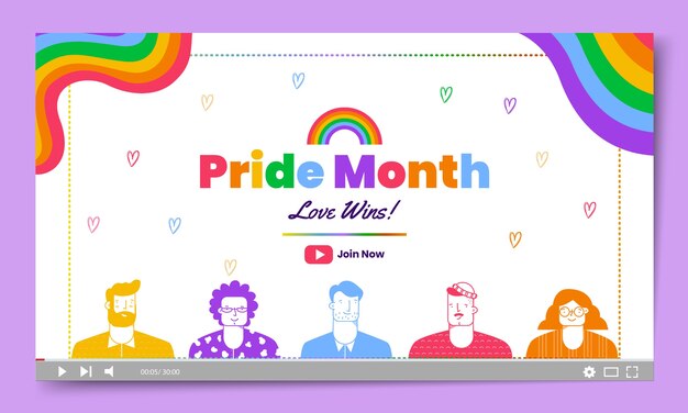 Hand drawn pride month youtube thumbnail