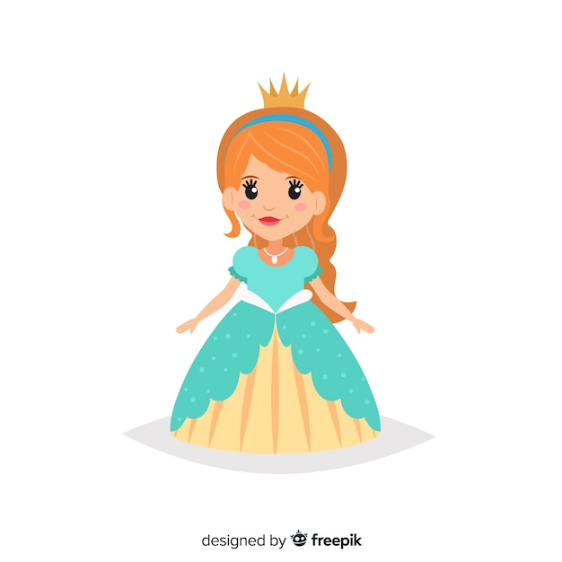 Hand drawn princess with blue dress