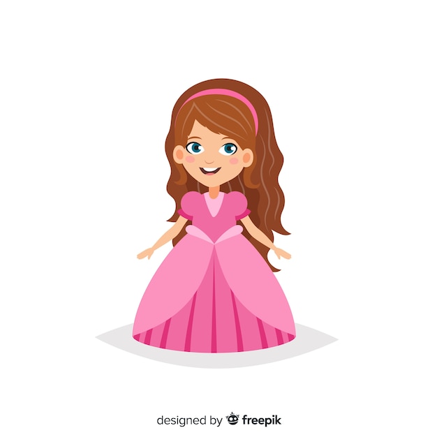 Hand drawn princess with pink dress