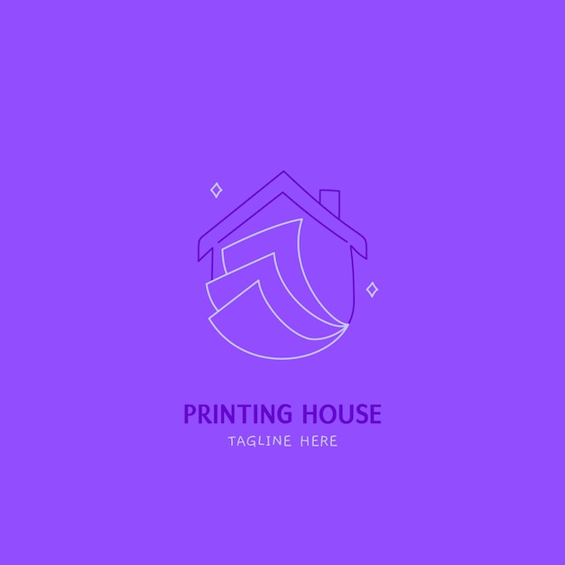 Hand drawn printing house logo template