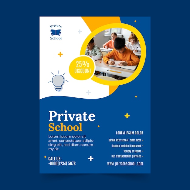 Hand drawn private school poster template