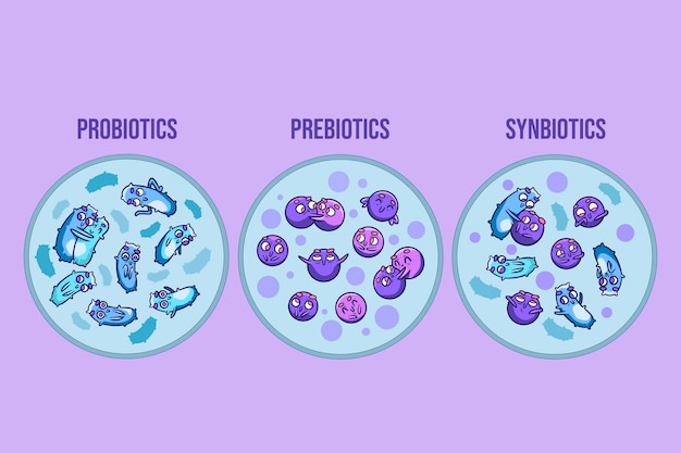 Free Vector hand drawn probiotics and prebiotics illustration