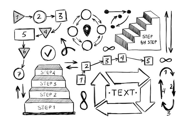 Hand drawn professional infographic steps