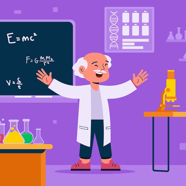 Hand drawn professor  cartoon illustration