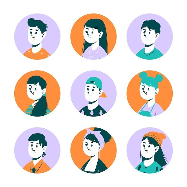 Hand drawn profile icon set