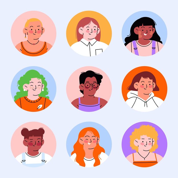 Hand drawn profile icon set