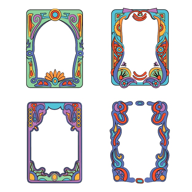 Free Vector hand drawn psychedelic frames