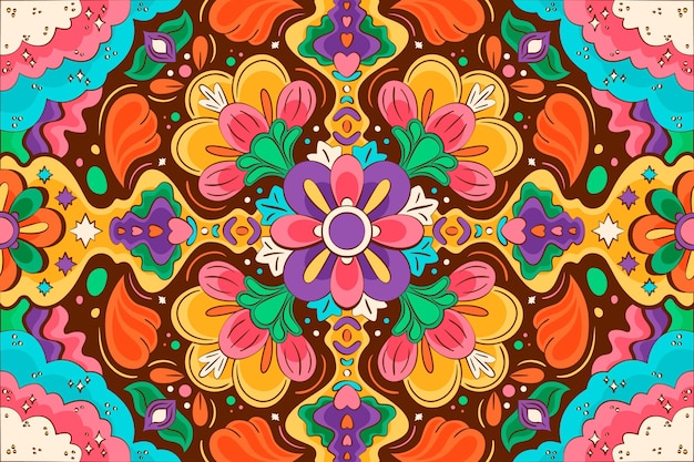 Hand drawn psychedelic groovy background