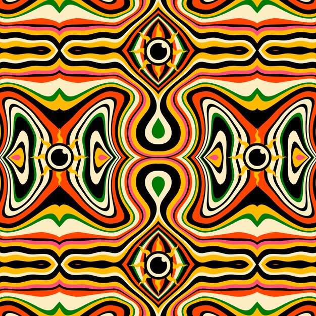 Hand drawn psychedelic style pattern