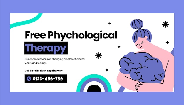 Hand drawn psychologist sale banner template