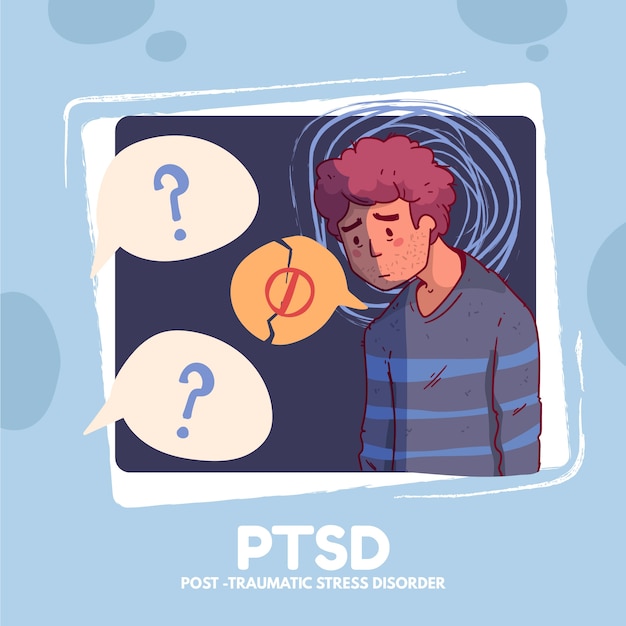 Hand drawn ptsd illustration