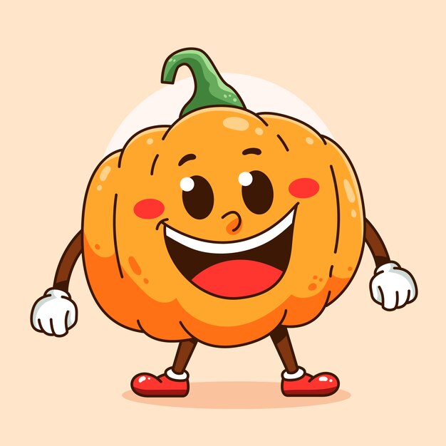 Hand drawn pumpkin cartoon illustration