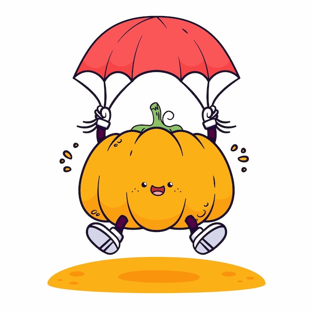 Hand drawn pumpkin cartoon illustration