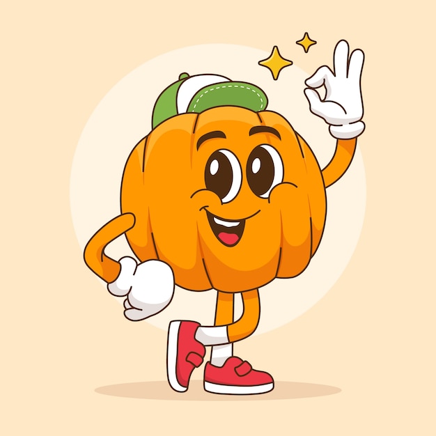 Free Vector hand drawn pumpkin cartoon illustration