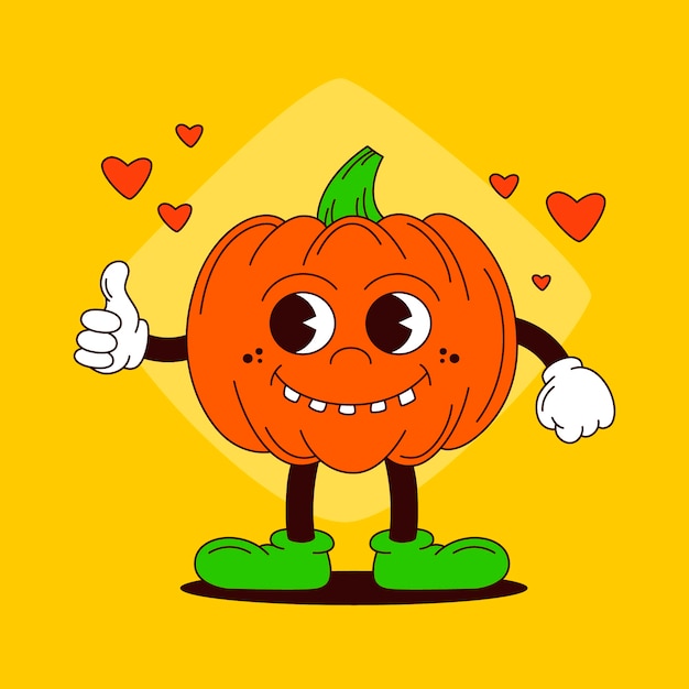 Free Vector hand drawn pumpkin cartoon illustration