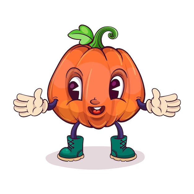 Hand drawn pumpkin cartoon illustration