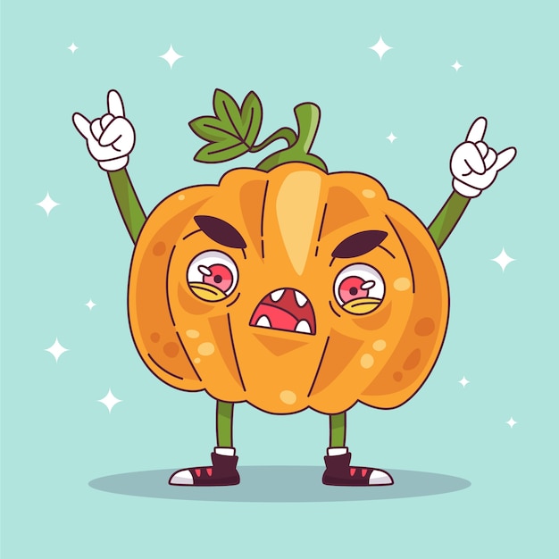 Free Vector hand drawn pumpkin cartoon illustration