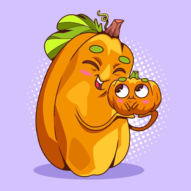 Hand drawn pumpkin  cartoon illustration