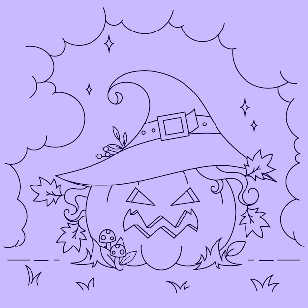 Hand drawn pumpkin outline illustration