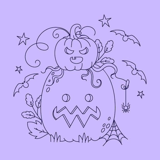 Hand drawn pumpkin outline illustration