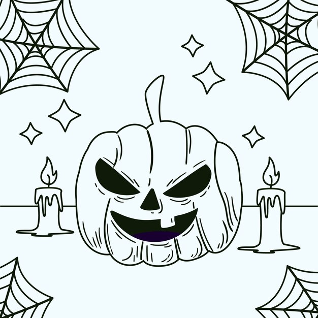 Hand drawn pumpkin outline illustration