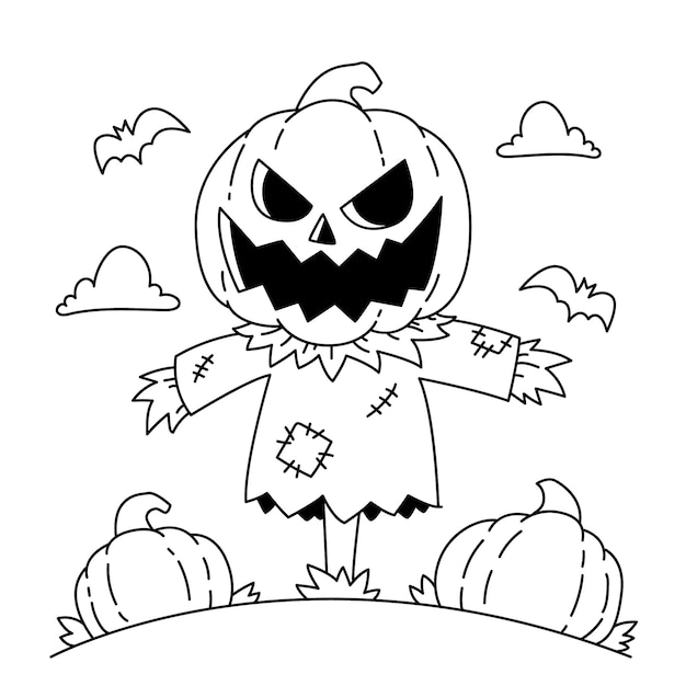 Hand drawn pumpkin outline illustration