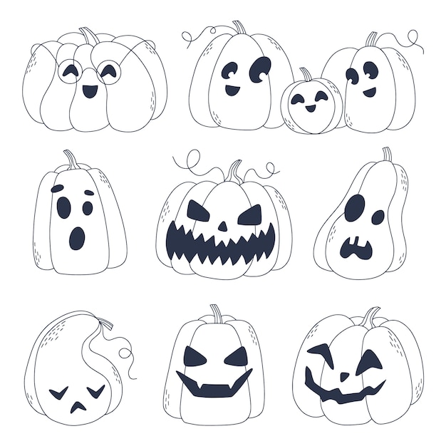 Free Vector hand drawn pumpkin outline illustration