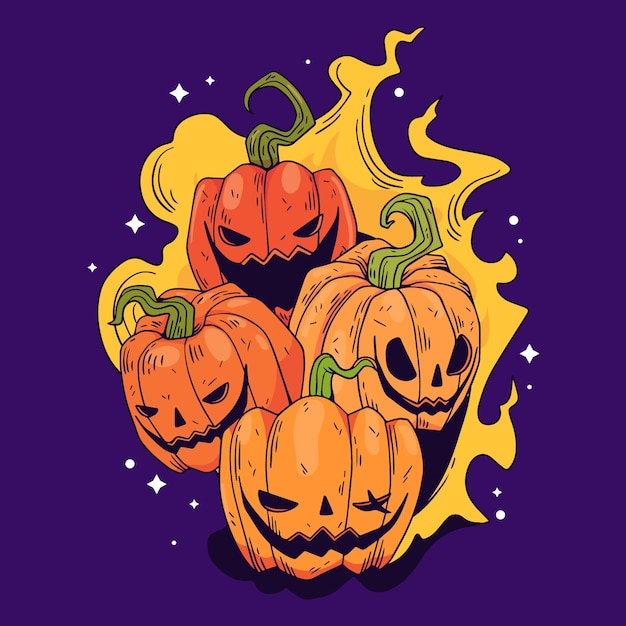 Free Vector hand drawn pumpkin patch illsustrator